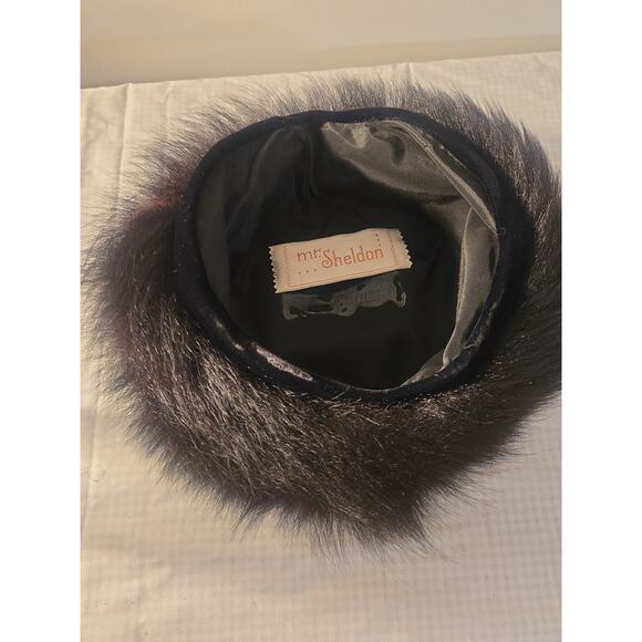 Vintage Mr Sheldon Genuine Fur Hat Dark Brown Black Women\'s Winter Pillbox USA